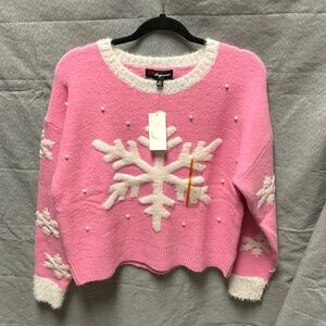 33 Degrees Pink and White Snowflake Sweater